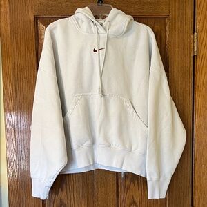 Nike Cream Hoodie with Red Swoosh